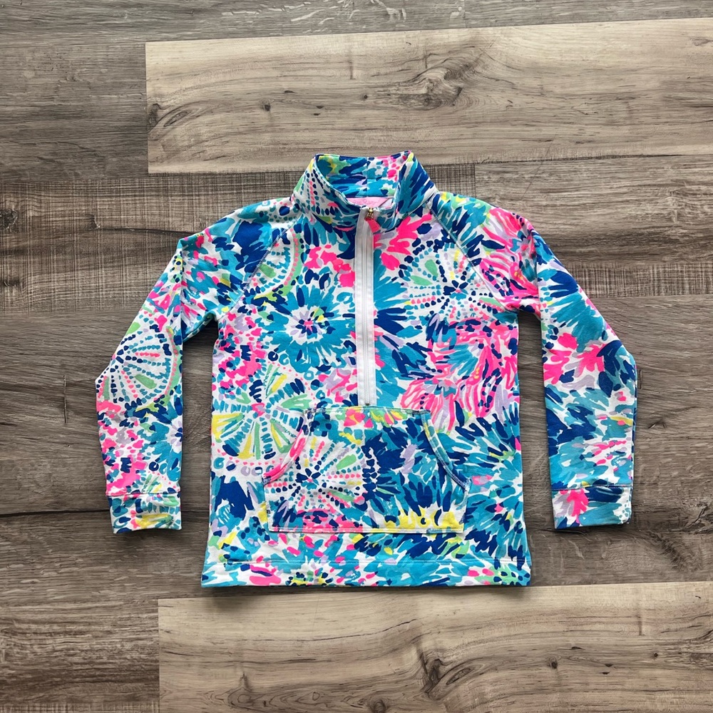 Lilly Pulitzer Girls Half Zip Dive In Print Size L (8/10)